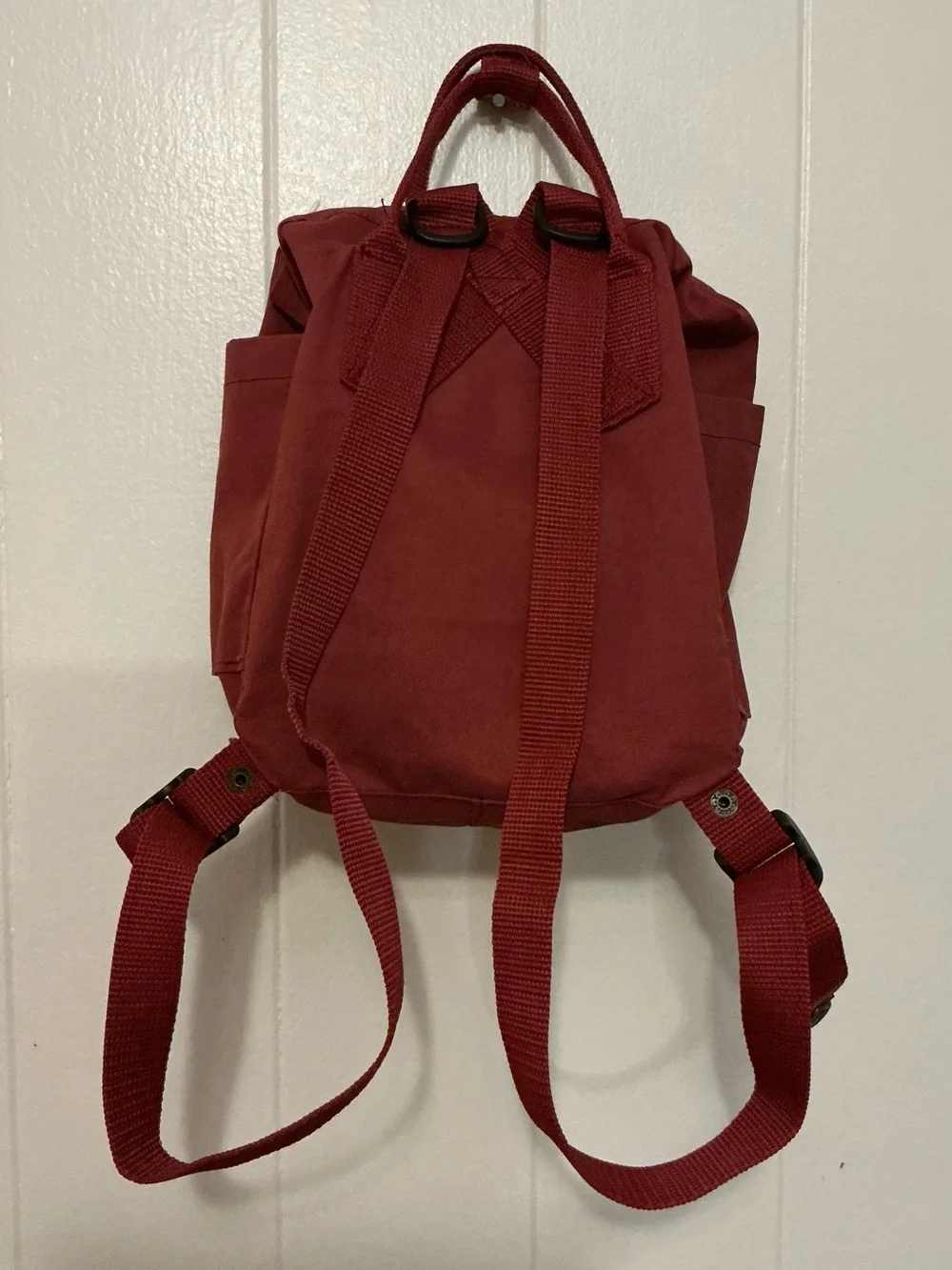 A HTF Ox Red Nylon Waterproof Rare Fjällräven Kånken Mini Backpack
